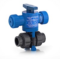 3/8 Inch (in) National Pipe Thread (NPT) Polyvinyl Chloride (PVC) Air Actuated Ball Valve with Ethylene Propylene Diene Monomer (EPDM) Seal (ABVA037EPT-PV)