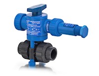 3/8 Inch (in) National Pipe Thread (NPT) Polyvinyl Chloride (PVC) Air Actuated Ball Valve with Ethylene Propylene Diene Monomer (EPDM) Seal (ABVS037EPT-PV)
