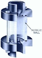 1/2 Inch (in) National Pipe Thread (NPT) Polyvinyl Chloride (PVC) Sight Glass with Fluorocarbon (FKM) Seal (GX050V-PV) - 3