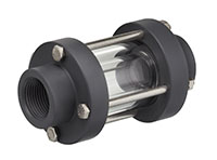 1/2 Inch (in) National Pipe Thread (NPT) Polyvinyl Chloride (PVC) Sight Glass with Fluorocarbon (FKM) Seal (GY050V-PV)