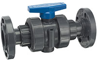 1/2 Inch (in) Flanged Polyvinyl Chloride (PVC) Manual Ball Valve with Ethylene Propylene Diene Monomer (EPDM) Seal - 2