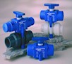 1-1/4 Inch (in) National Pipe Thread (NPT) Polyvinyl Chloride (PVC) Air Actuated Ball Valve with Ethylene Propylene Diene Monomer (EPDM) Seal - 2
