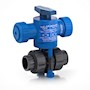 3/8 Inch (in) National Pipe Thread (NPT) Polyvinyl Chloride (PVC) Air Actuated Ball Valve with Ethylene Propylene Diene Monomer (EPDM) Seal (ABVA037EPT-PV)