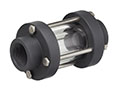 1/2 Inch (in) National Pipe Thread (NPT) Polyvinyl Chloride (PVC) Sight Glass with Fluorocarbon (FKM) Seal (GY050V-PV)